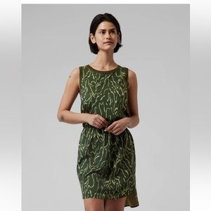 Athleta Rincon Printed Sleeveless Green Dress Sz M